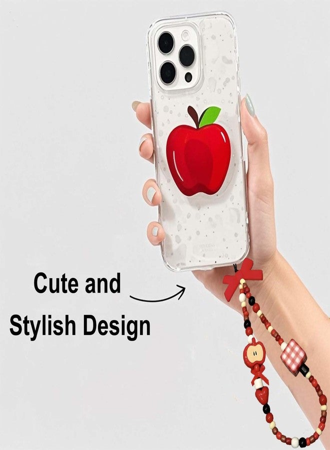 Roioiow 2Pcs Handmade Phone Charm - Cute Cell Phone Beaded Wrist Strap with Apple, Bow, Dice Decorations | Women's Gift & Keychain Accessory - Image 4